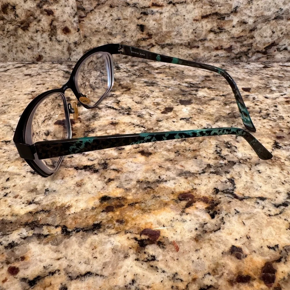 Wittnauer Mackenzie Eyeglasses Frame Womens Black Teal‎ Metal Full Rim 54-16-135